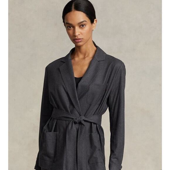 Ralph Lauren Women’s Belted Stretch Wool Flannel Wrap Top Cardigan Jacket 6 NWT - Picture 12 of 12